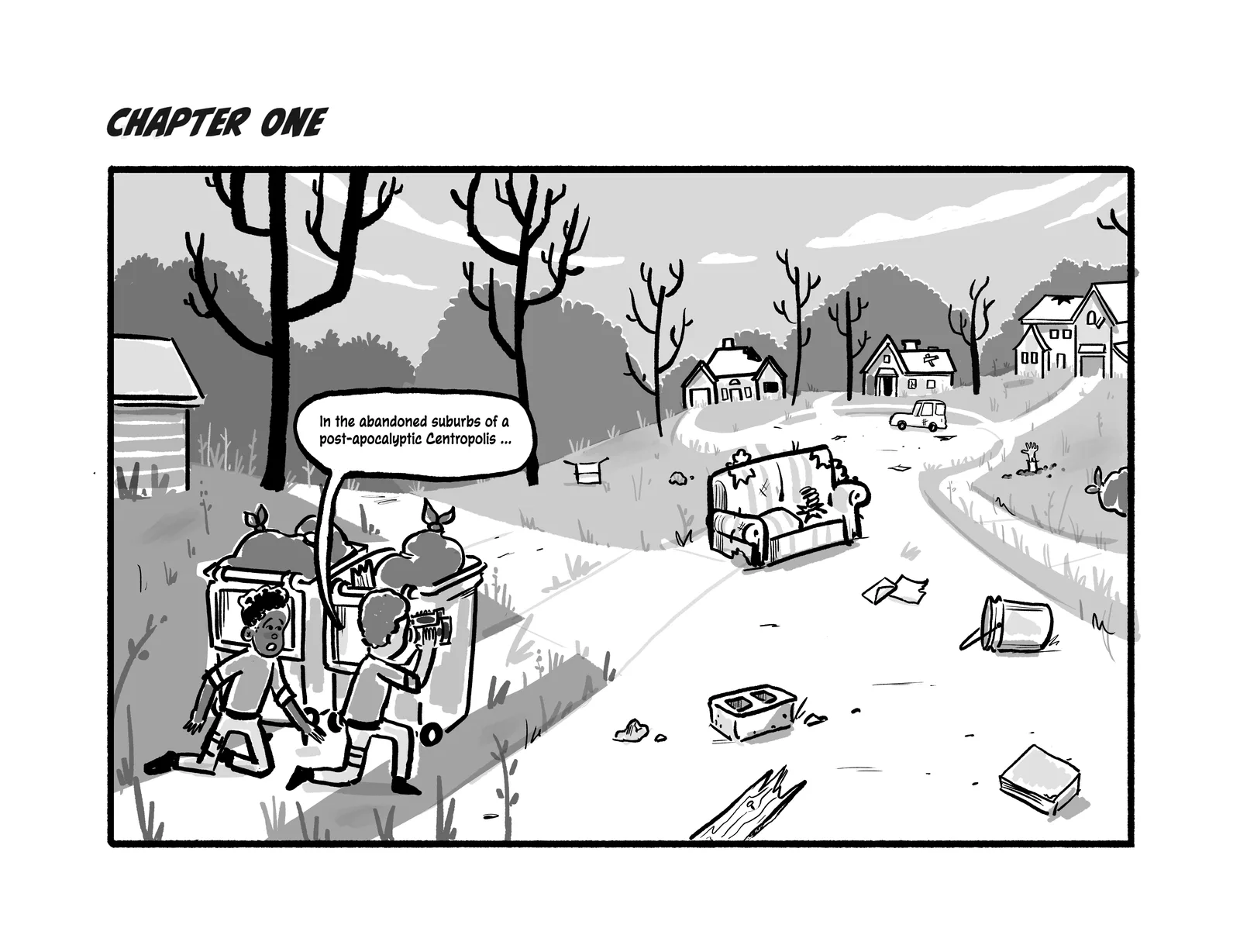 Interior spread from Link + Hud: Creatures from the Cul-de-Sac