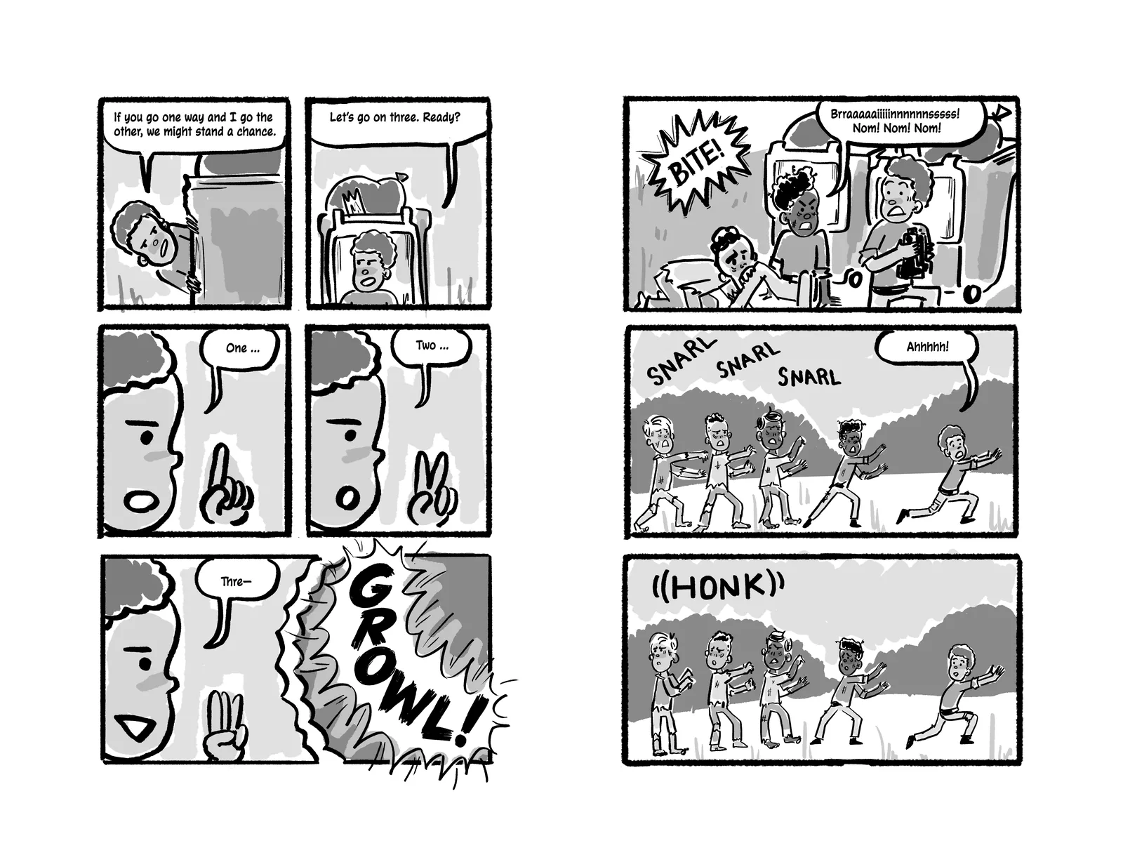 Interior spread from Link + Hud: Creatures from the Cul-de-Sac