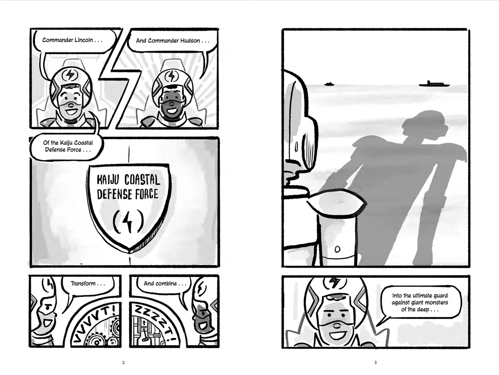 Interior spread from Link + Hud: Sharks & Minnows