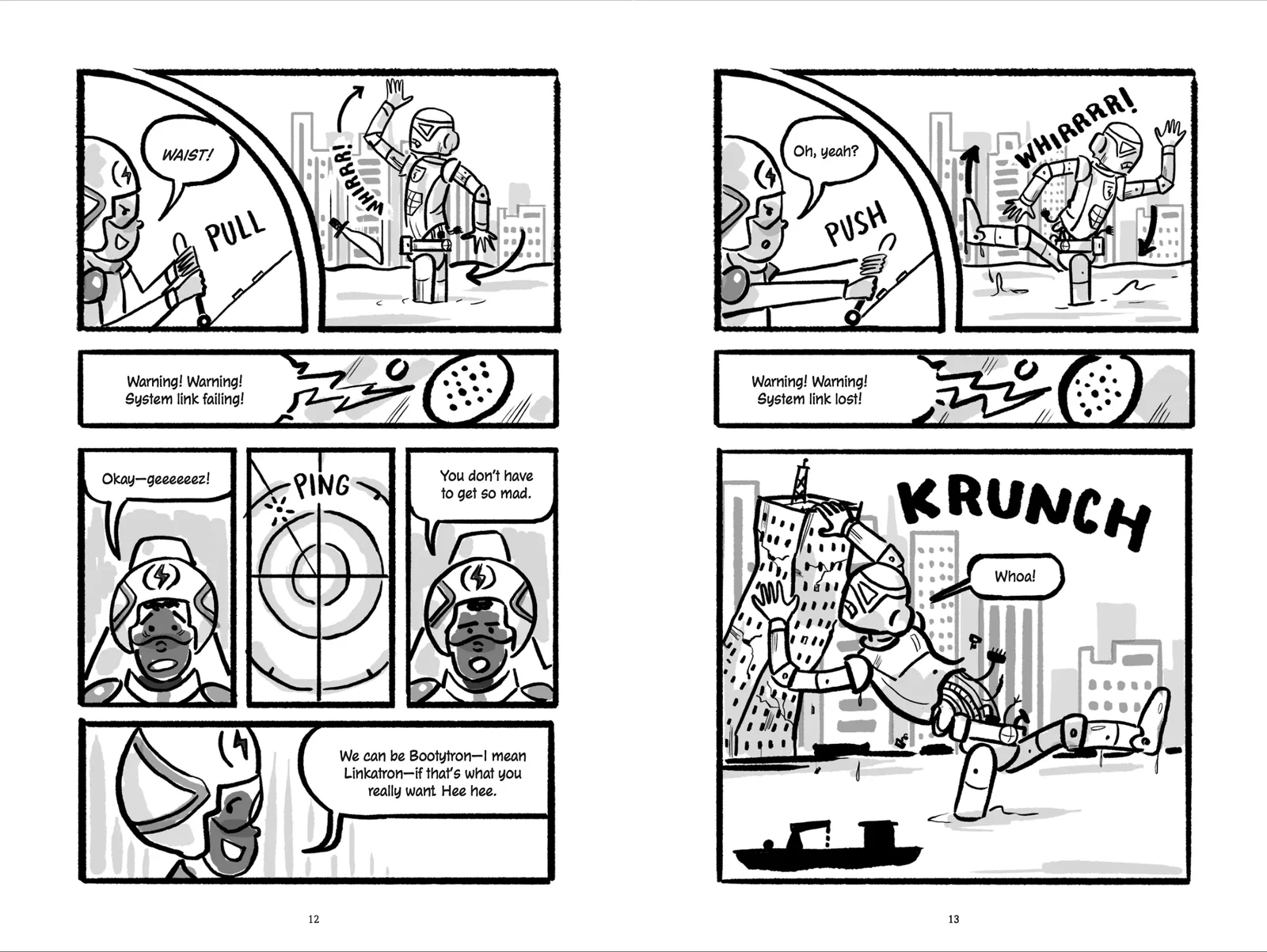 Interior spread from Link + Hud: Sharks & Minnows